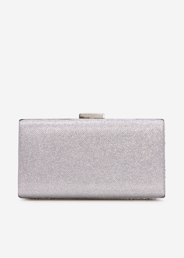 Silver rhinestone embellished clutch bag 2