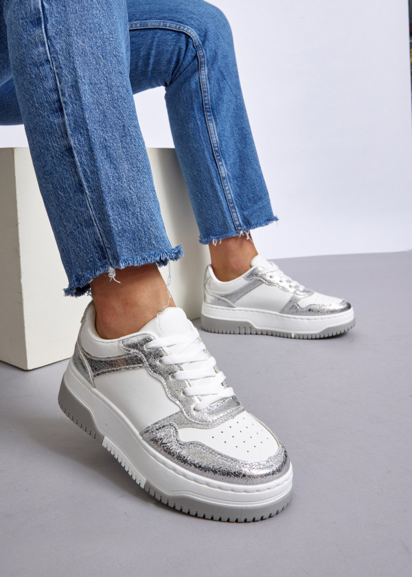 Silver panelled flatform sneaker 1