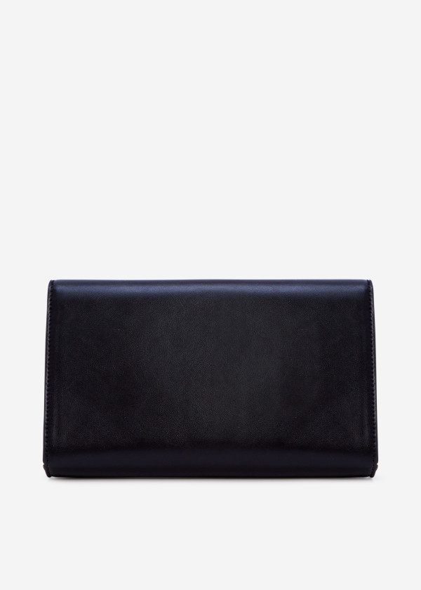 Black faux- leather envelope clutch bag 2