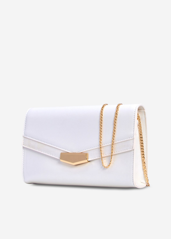 White faux- leather envelope clutch bag 1