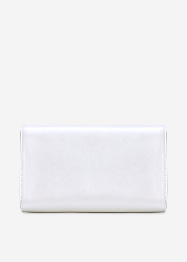 White faux- leather envelope clutch bag 2