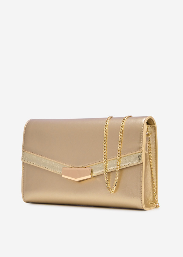 Gold faux- leather envelope clutch bag 1