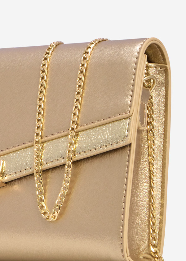 Gold faux- leather envelope clutch bag 3