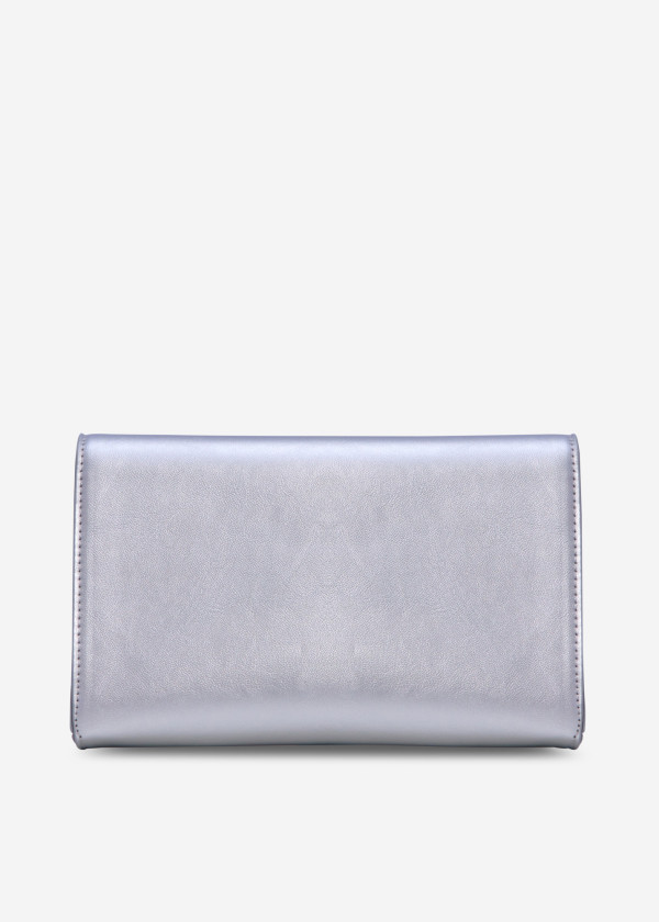 Silver faux- leather envelope clutch bag 2