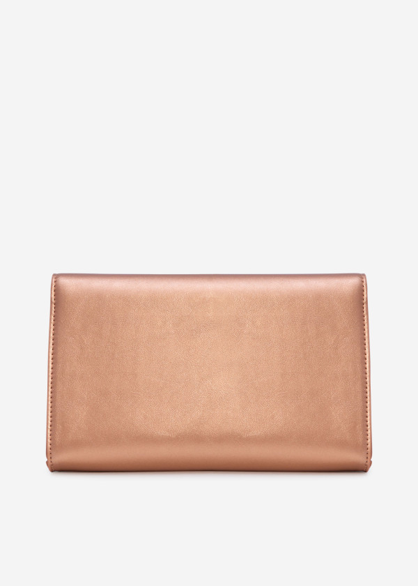 Rose gold faux- leather envelope clutch bag 2