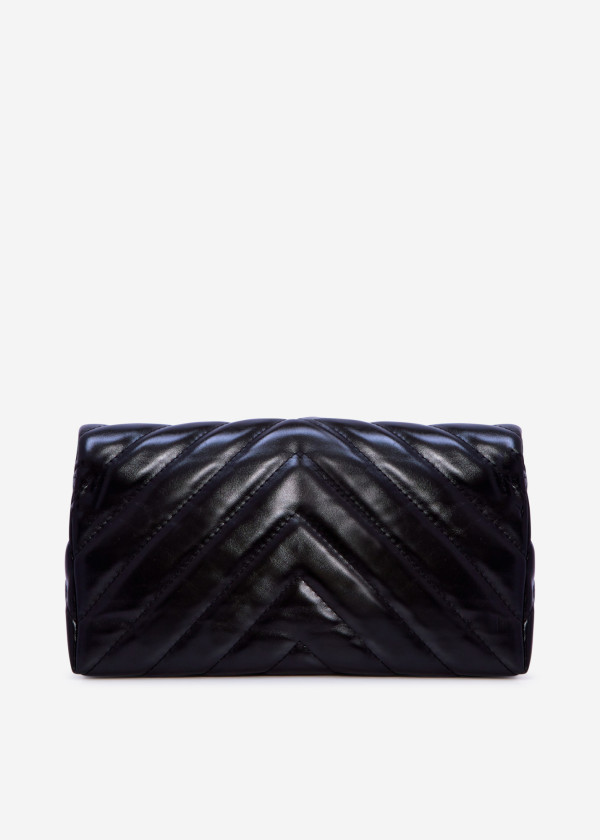 Black quilted puffer clutch bag 2