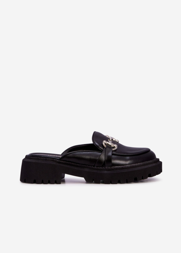 Black chunky loafer mules 3