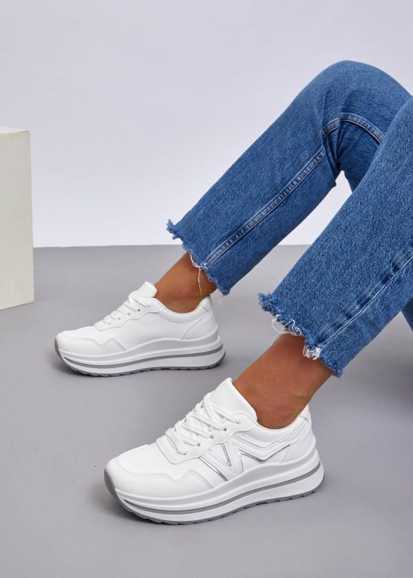 White colour-block flatform sneaker 1