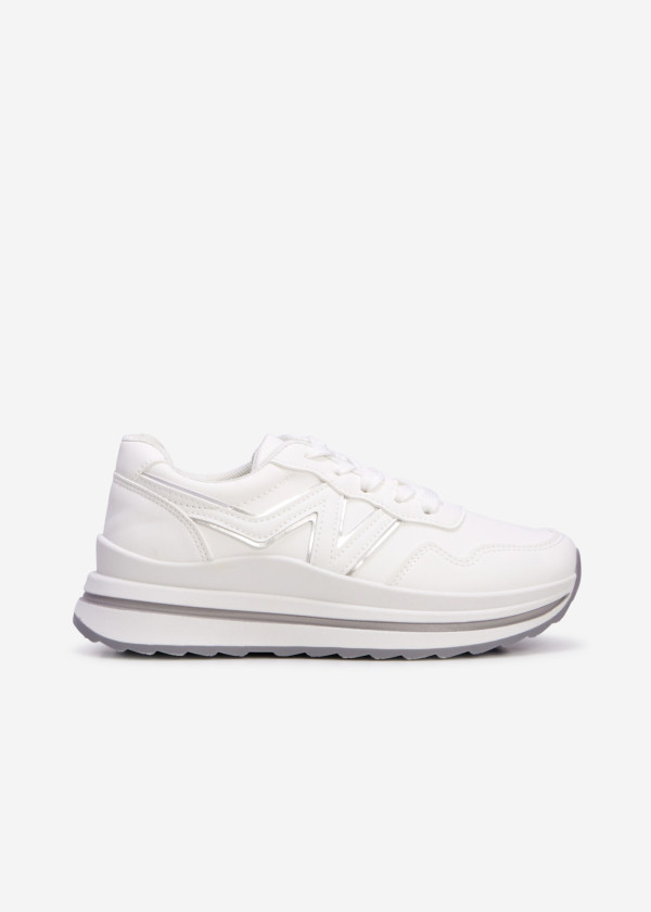 White colour-block flatform sneaker 2