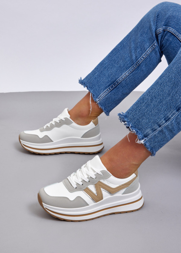 Grey colour-block flatform sneaker 1