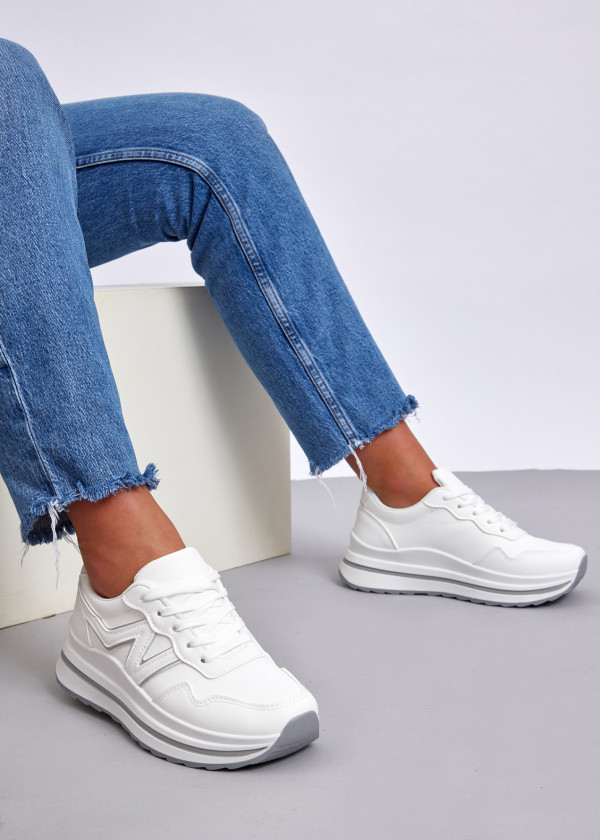 White colour-block flatform sneaker 3