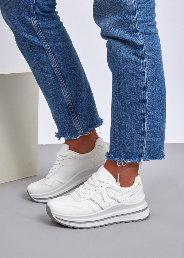 White colour-block flatform sneaker 4