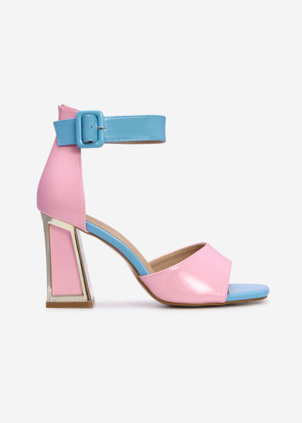 Pink-blue block heeled sandals 3