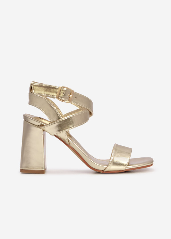 Gold strappy heeled sandals 3