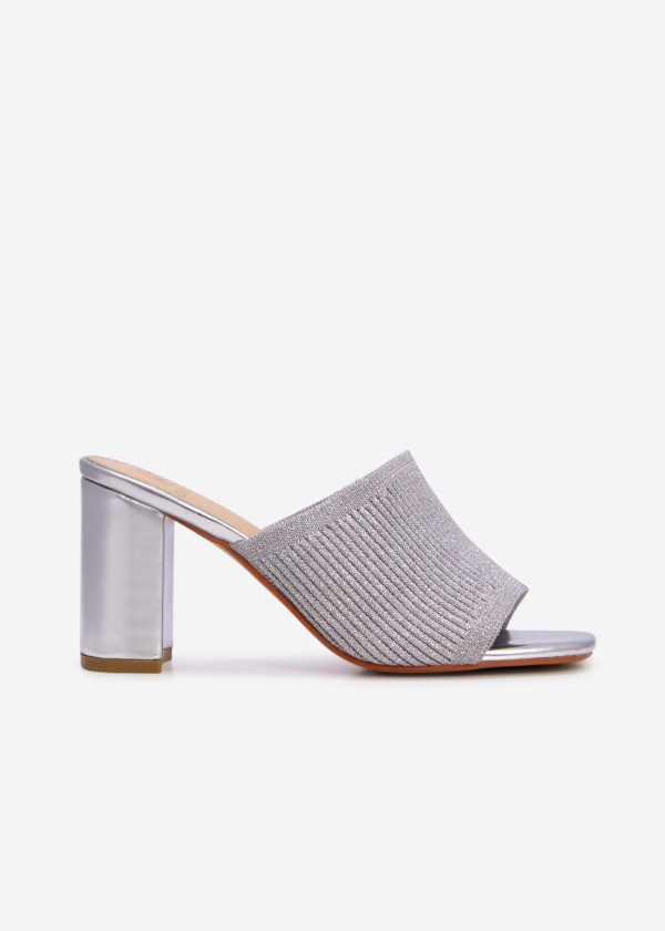 Silver knit heeled mules 3