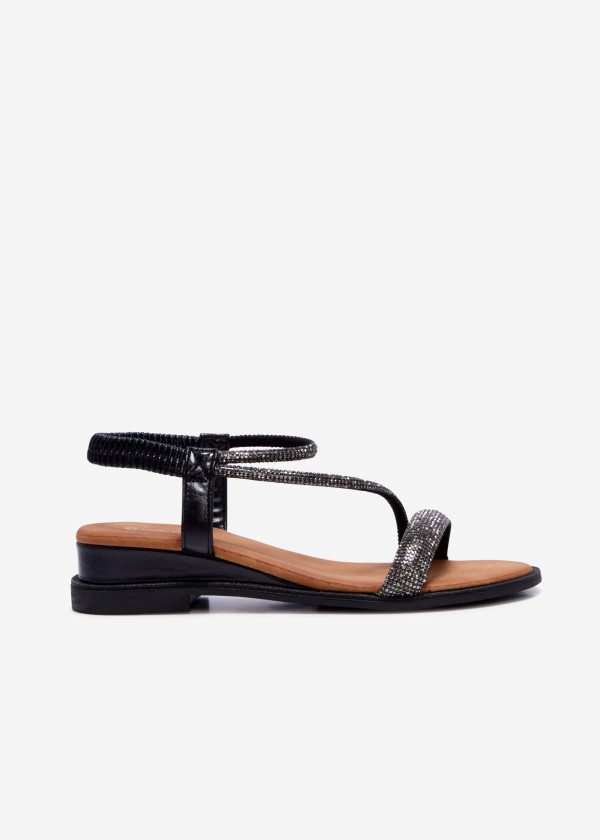 Black rhinestone embellished sandals 3