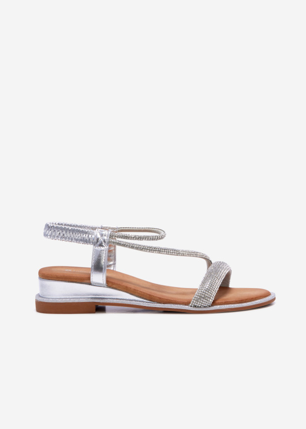 Silver rhinestone embellished sandals 3