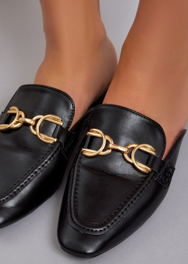 Black snaffle loafer mules 2