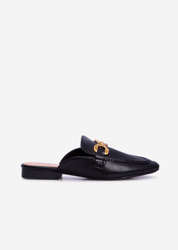 Black snaffle loafer mules 3