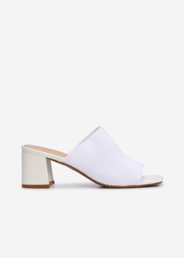 White knit low heeled mules 3