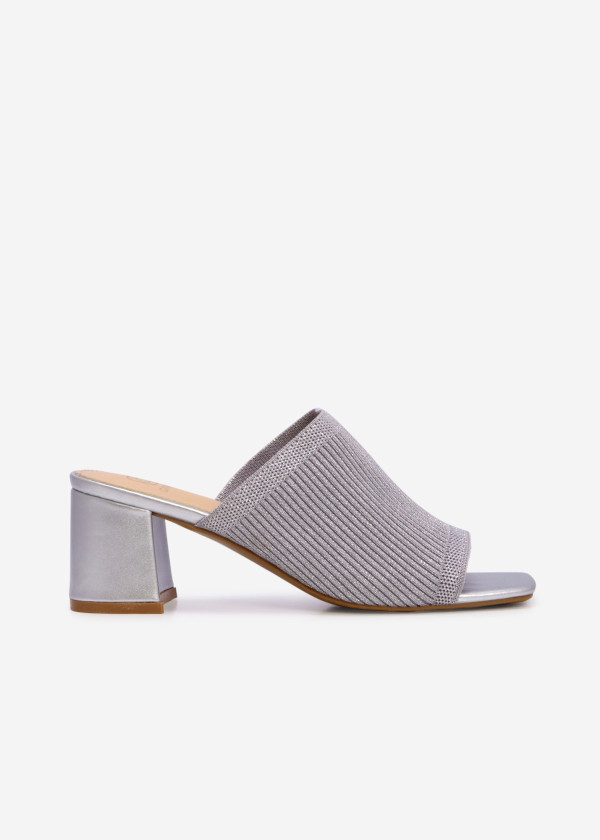 Silver knit low heeled mules 3