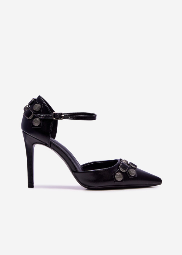 Black hardware embellished court shoe 3
