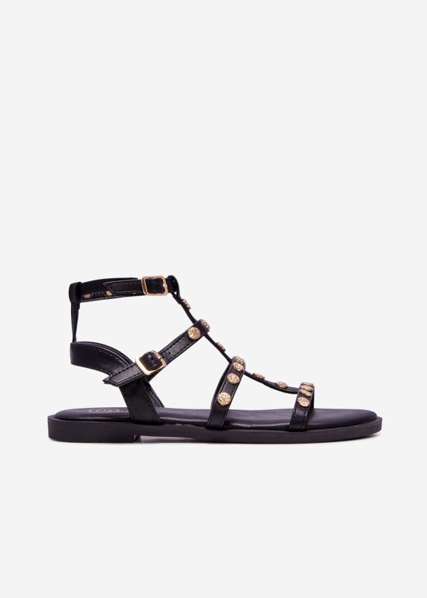 Black studded gladiator sandal 3