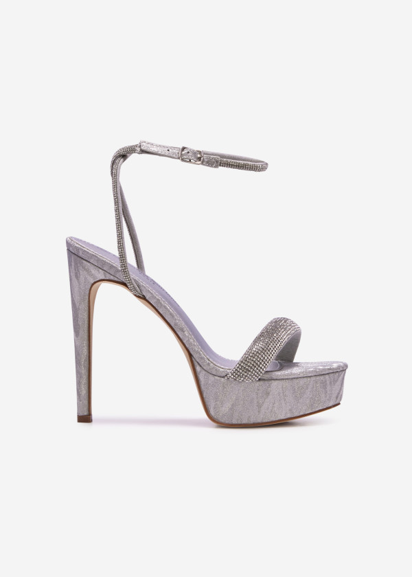 Silver platform diamante sandal 3