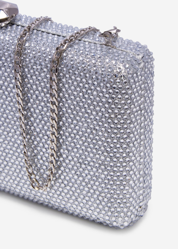 Silver embellished shell clutch bag 2