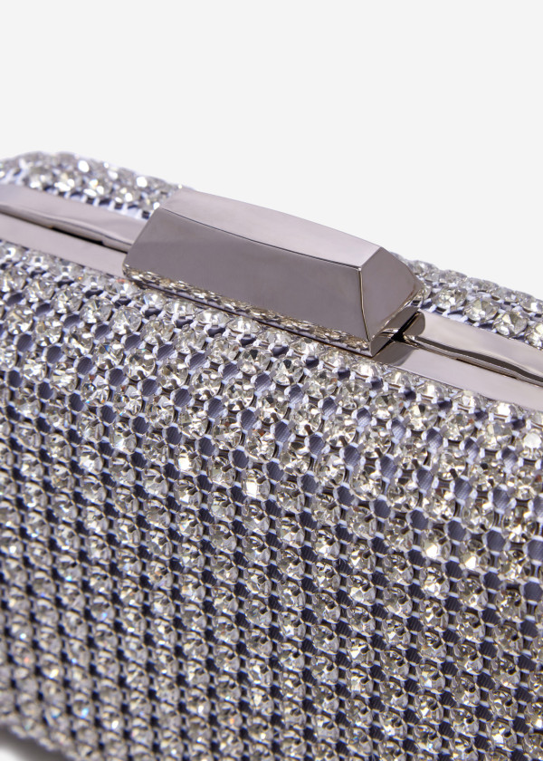 Silver diamante embellished mini clutch bag 3
