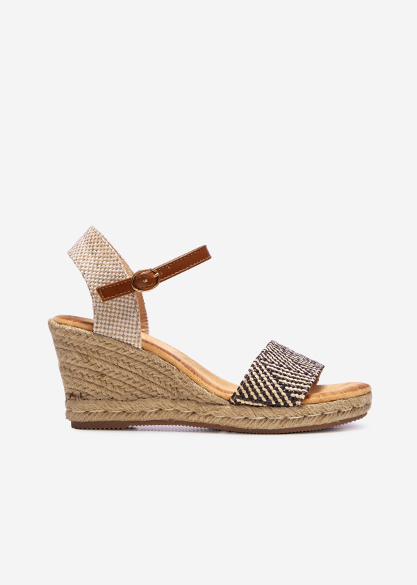 Coffee woven espadrille mid-wedge 3