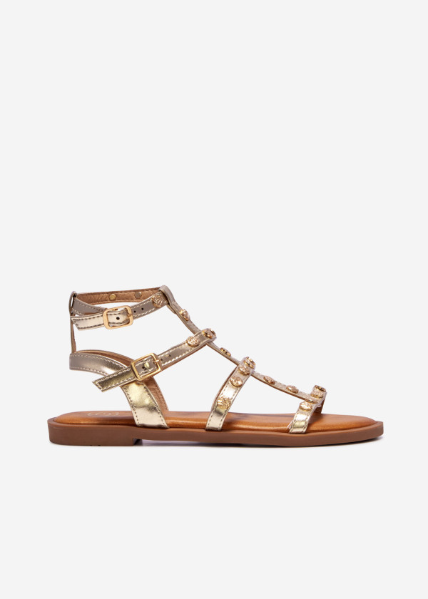 Gold studded gladiator sandal 3