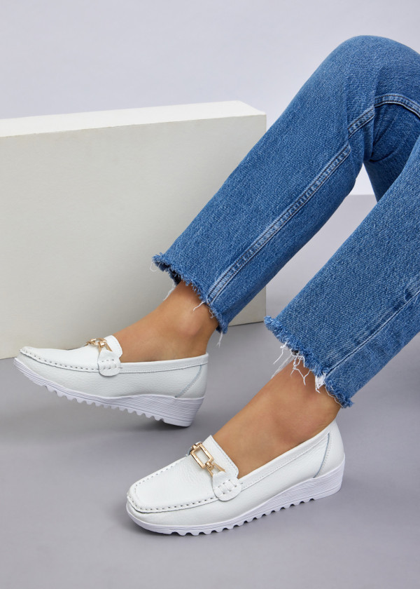 White gold detail low wedge loafer 1