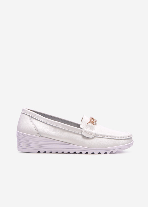 White gold detail low wedge loafer 3