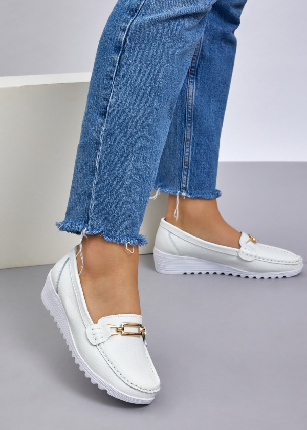 White gold detail low wedge loafer 2