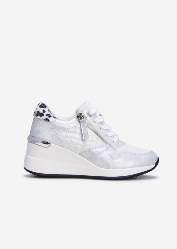 Silver quilted hidden wedge sneakers 3