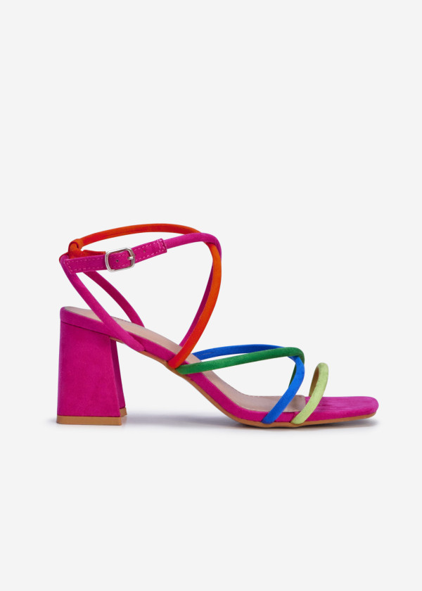Multicolour suede strappy block heeled sandal 3
