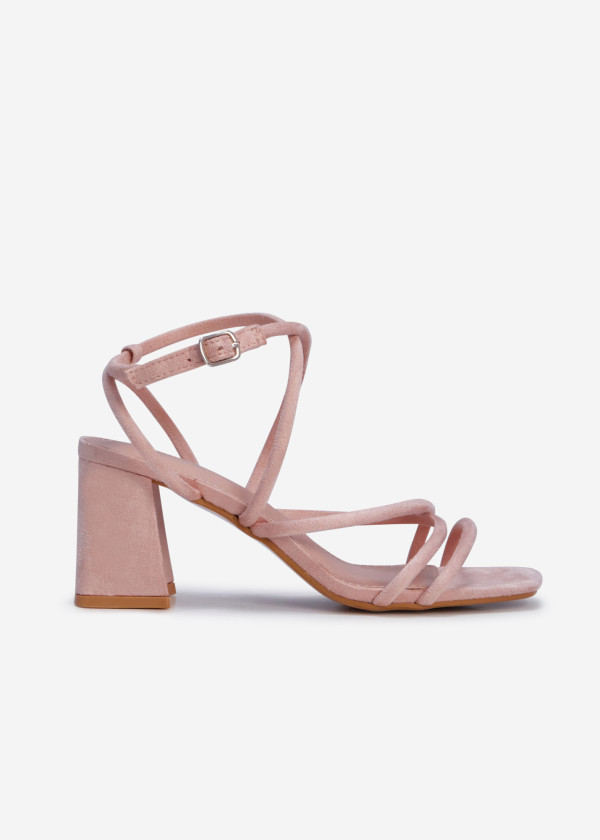 Pink suede strappy block heeled sandal 3