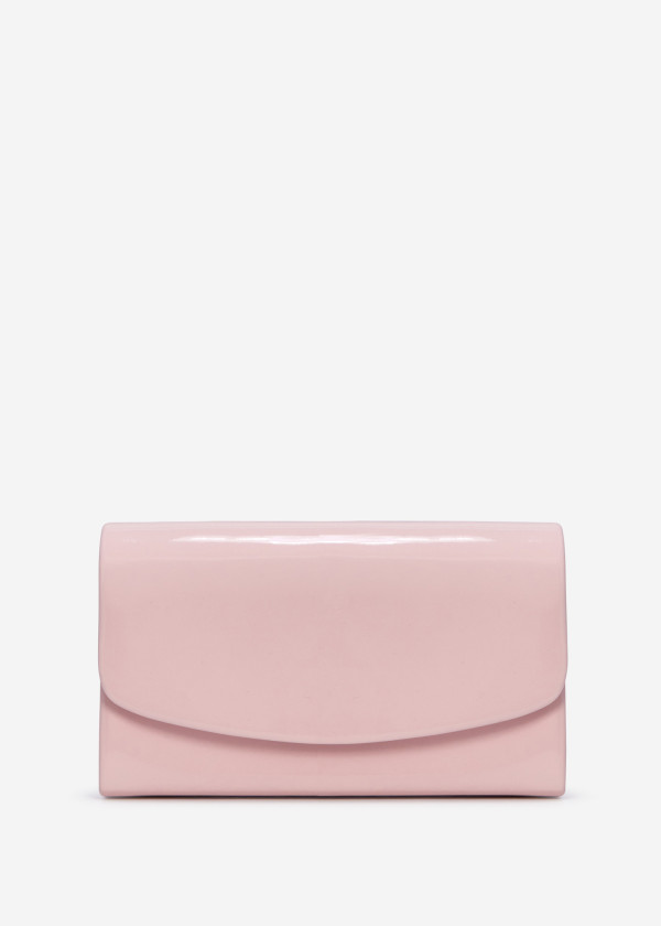Nude-pink patent box clutch bag 4
