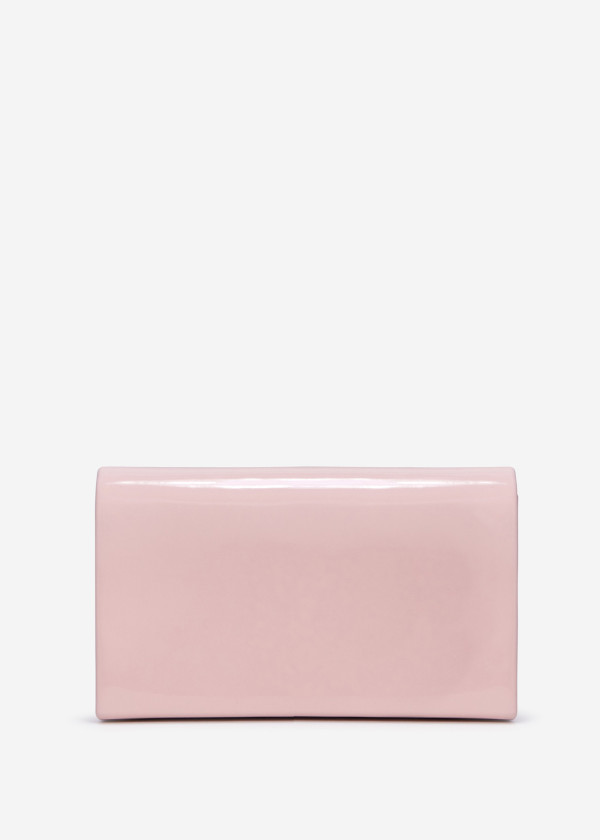 Nude-pink patent box clutch bag 1