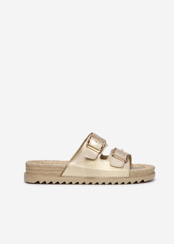 Gold double-strap buckled sliders 3