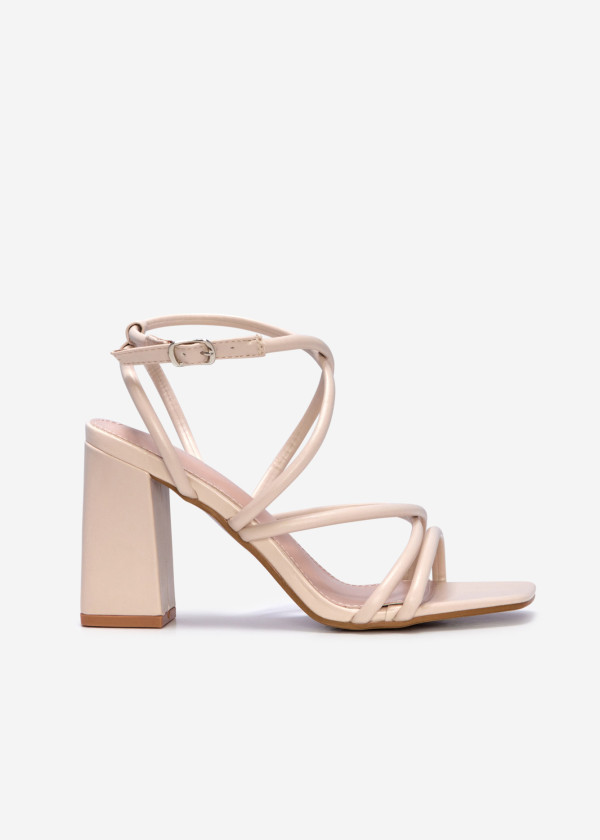 Beige block heeled strappy sandal 3