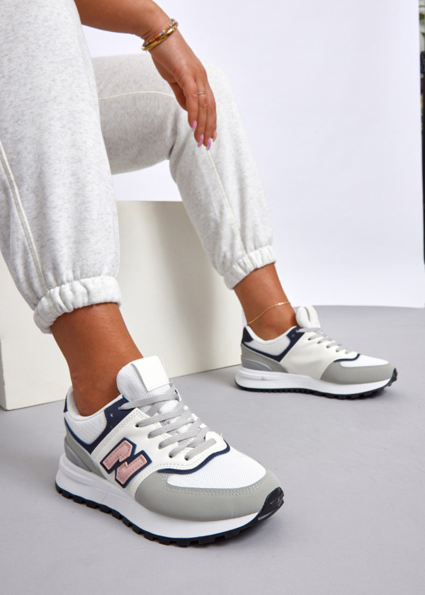 Grey panelled retro sneakers 1