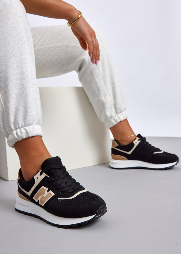 Black panelled retro sneakers 1