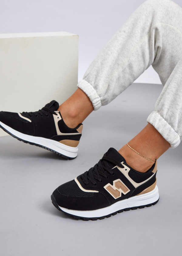 Black panelled retro sneakers 3