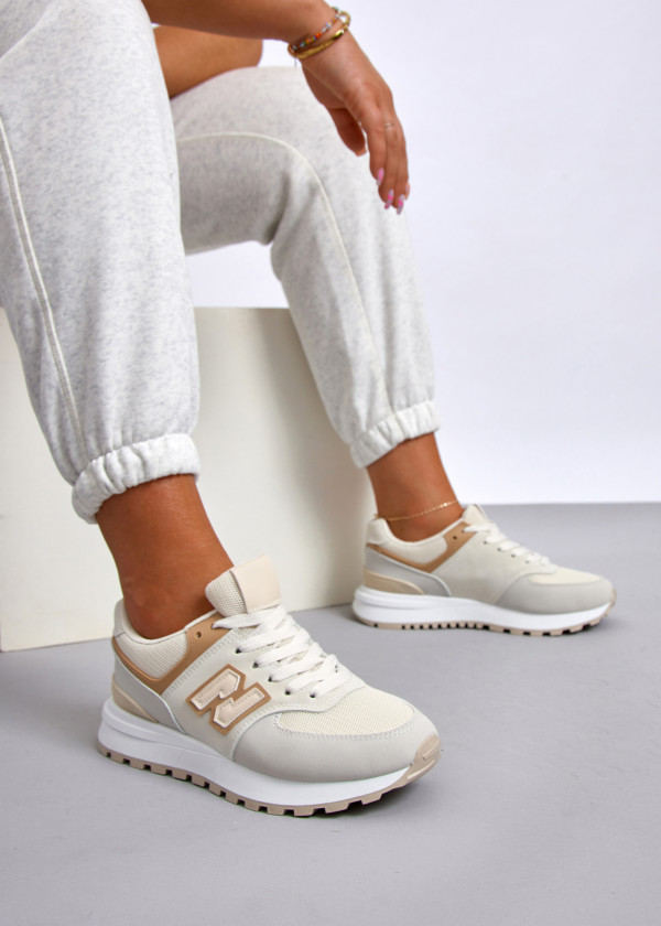 Beige retro multi-panel sneaker 1