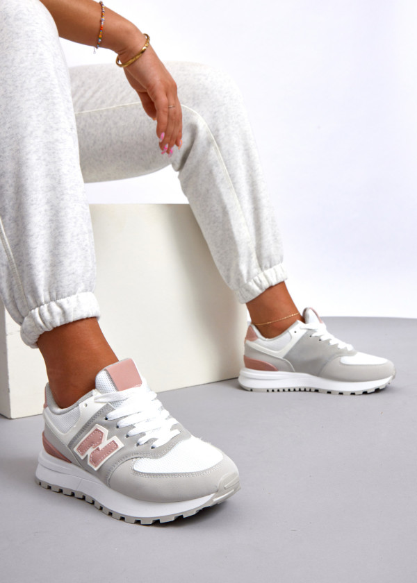 Pink-grey retro multi-panel sneaker 1