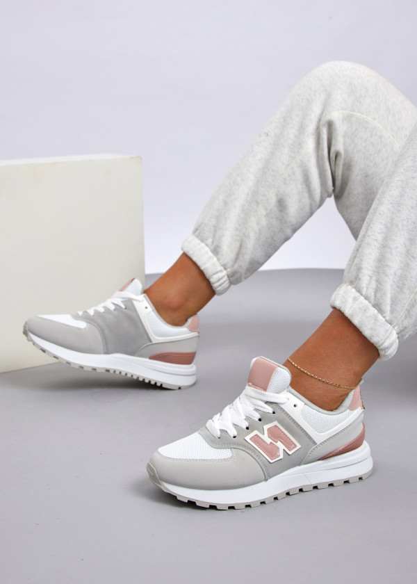 Pink-grey retro multi-panel sneaker 2