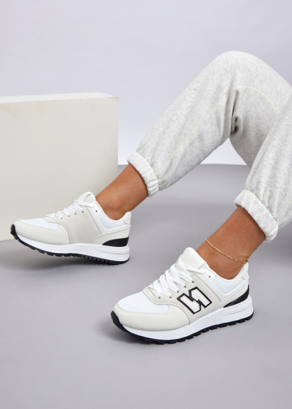 White retro multi-panel sneaker 2