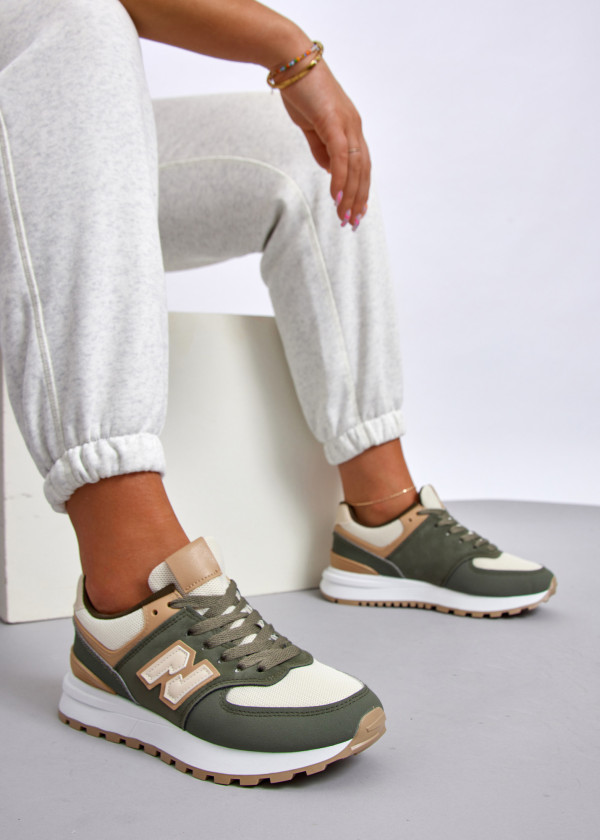 Green retro multi-panel sneaker 1